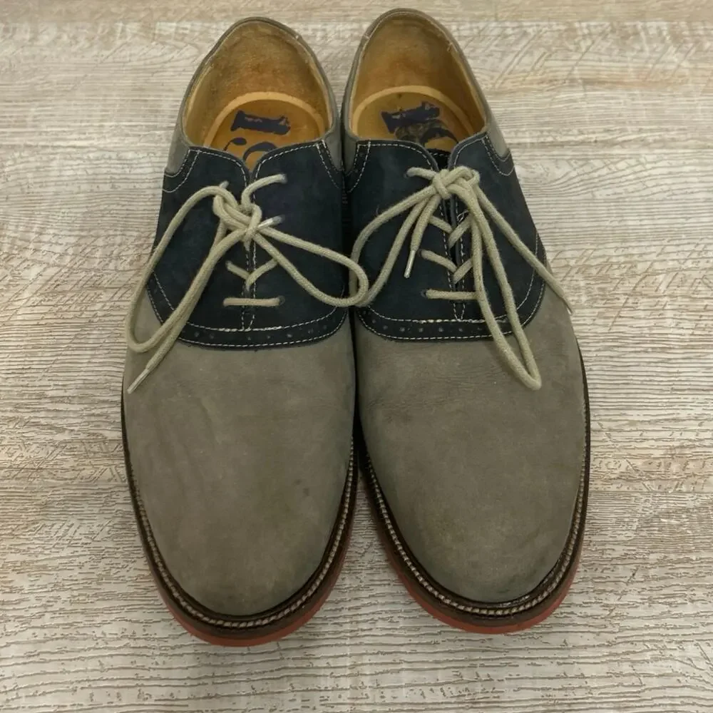 1901 Suede Colorblock Oxford Shoes Mens 11M Gray Blue Lace Up Minimalist Preppy